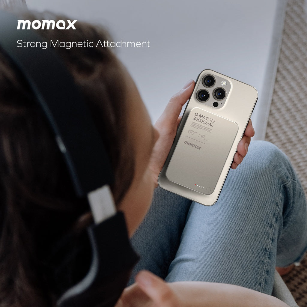Momax Q.MAG X2 GEN2 20000mAh – MagSafe Compatible Wireless Power Bank | Black