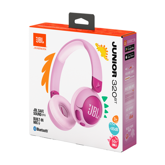 JBL Junior 320BT Wireless On-Ear Bluetooth Headphones with Built-in Microphone | Purple