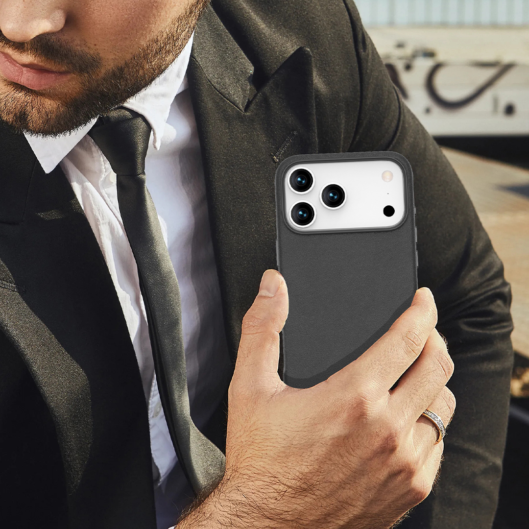LZEL MagOrbio Leather Case for iPhone 17 Pro | Black
