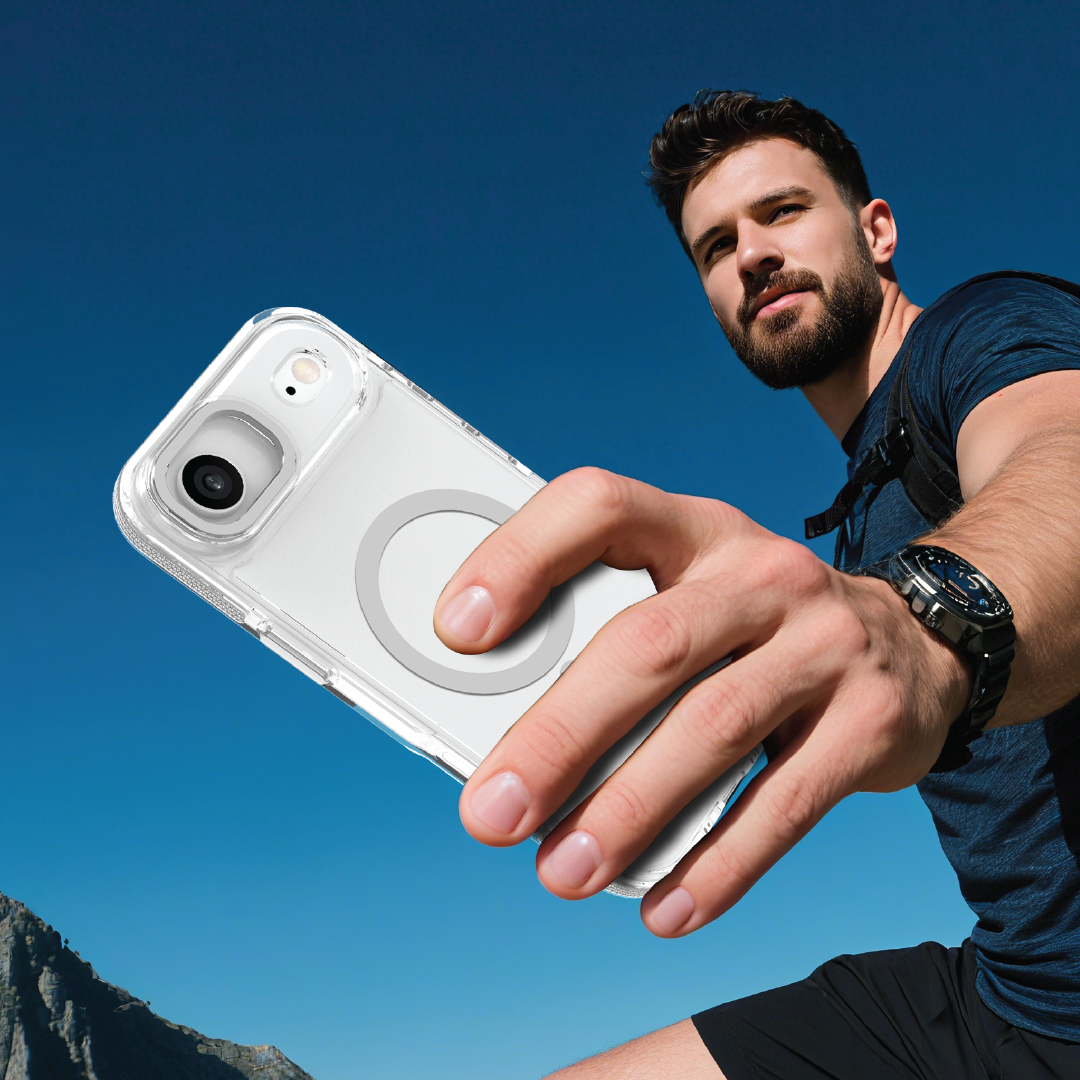 LZEL MagVecto Armor Case for iPhone Air | Clear + Grey