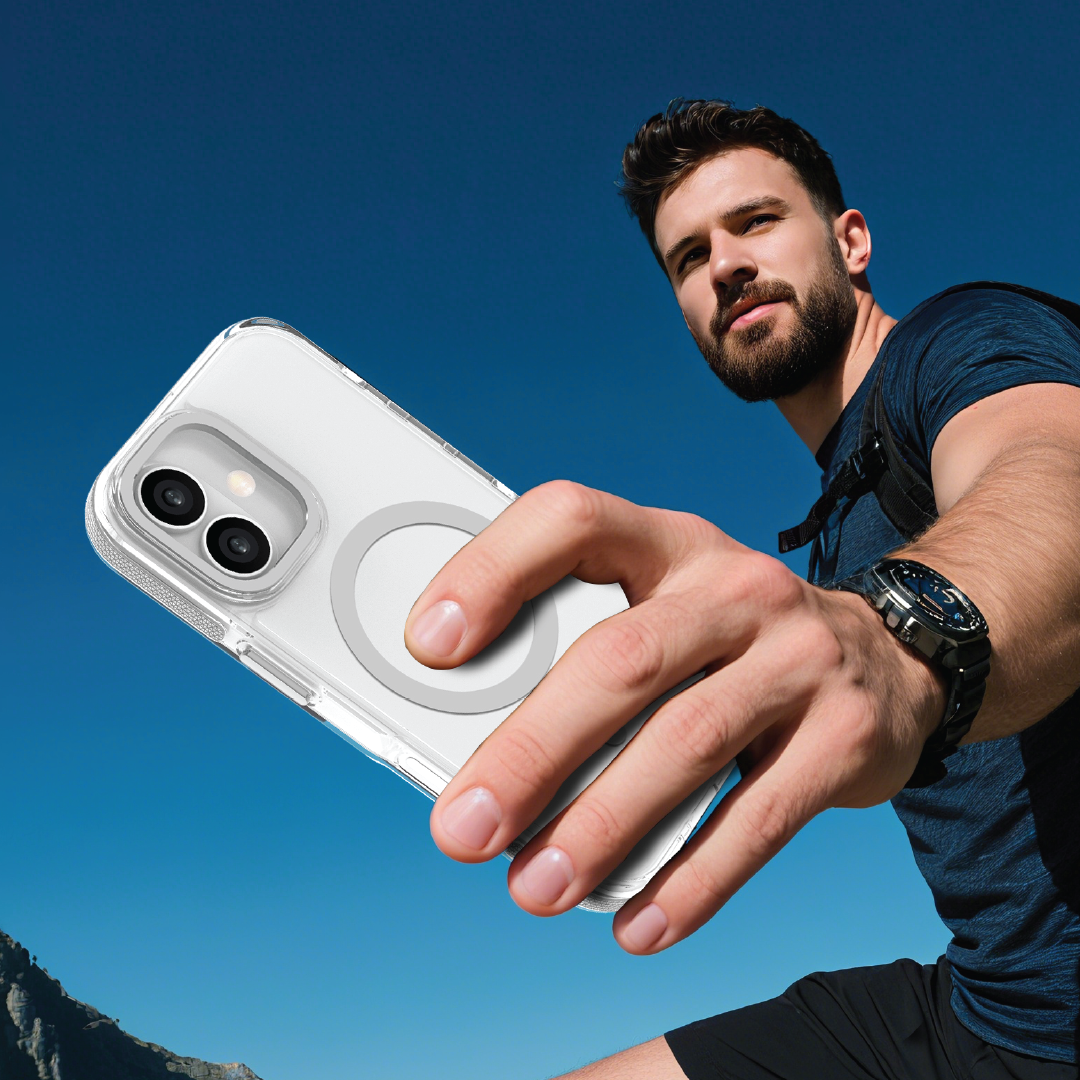 LZEL MagVecto Armor Case for iPhone 17 | Clear + Grey
