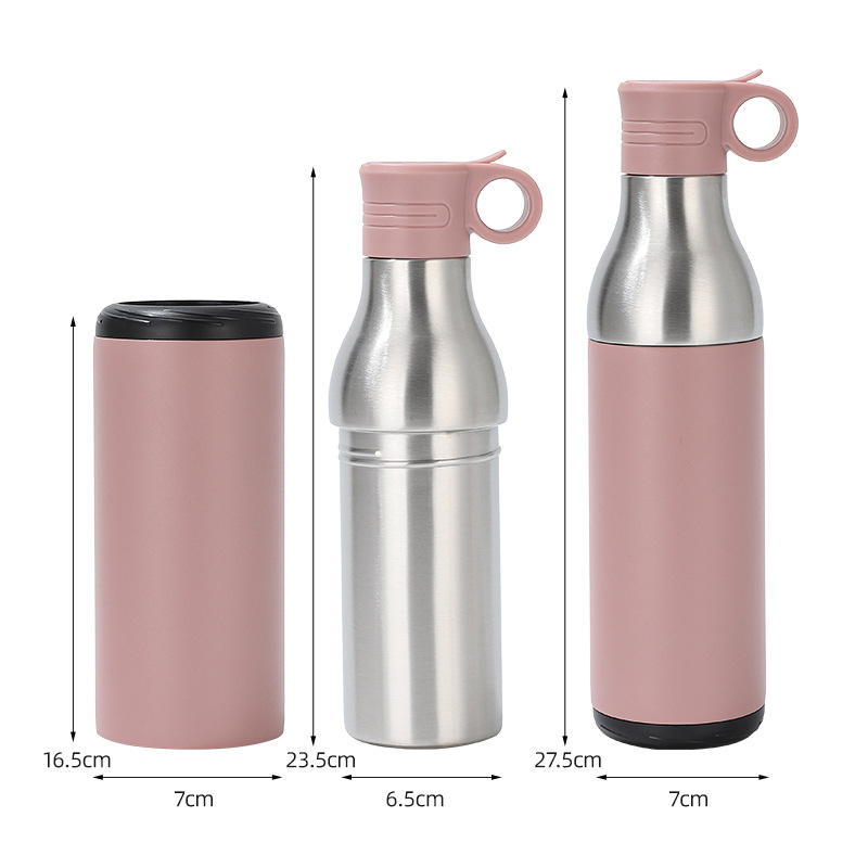 LZEL Natura Elva Vacuum Bottle Dual 400 mL + 400 mL | Milk Tea Aluminum