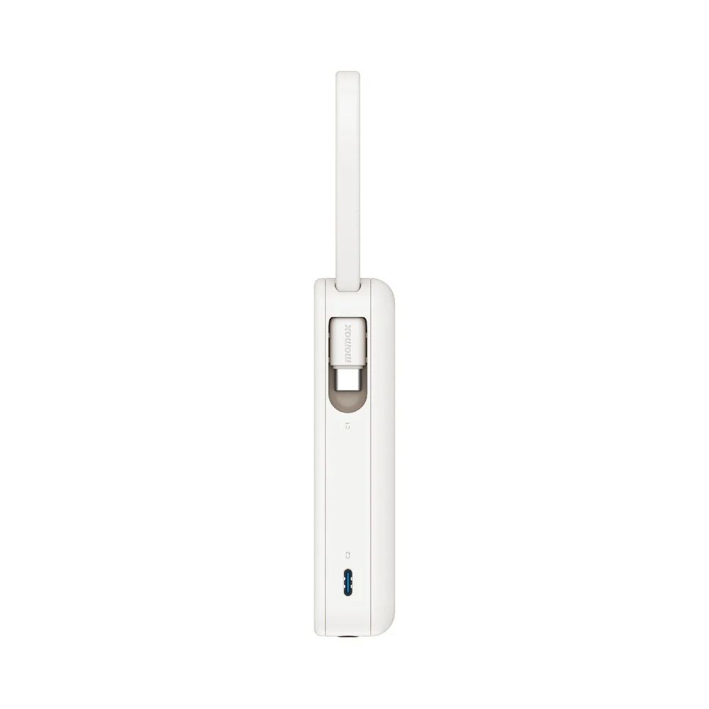 Momax 1-Power Vital Battery Pack 10000mAh With Dual Built-In Usb-C & Lightning Cable White