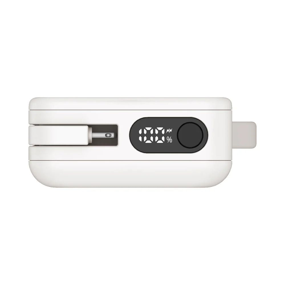 Momax 1-Power Vital Battery Pack 10000mAh With Dual Built-In Usb-C & Lightning Cable White