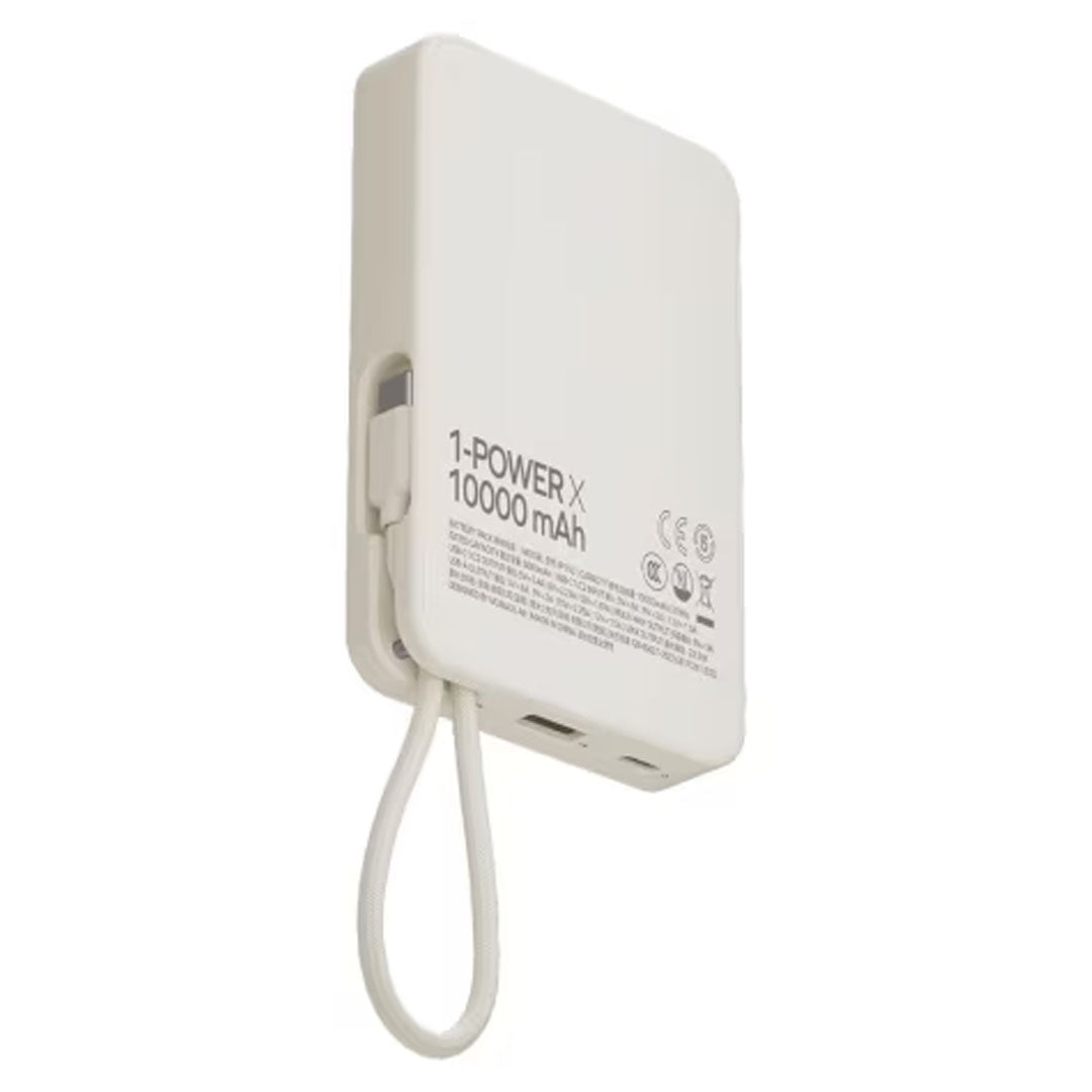 Momax 1-Power X Power Bank 10000mAh With Built-in USB-C Cable | White