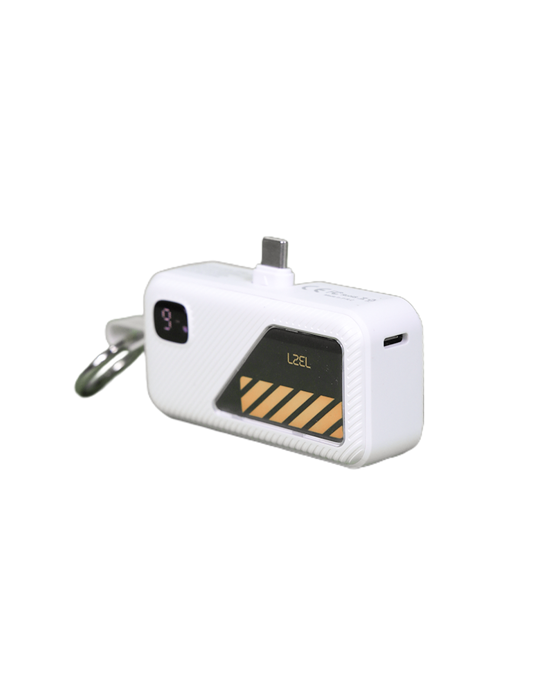 LZEL NanoFlux Charger Mini – 5,000mAh PD Type-C Power Bank with Built-in Lightning Cable | White