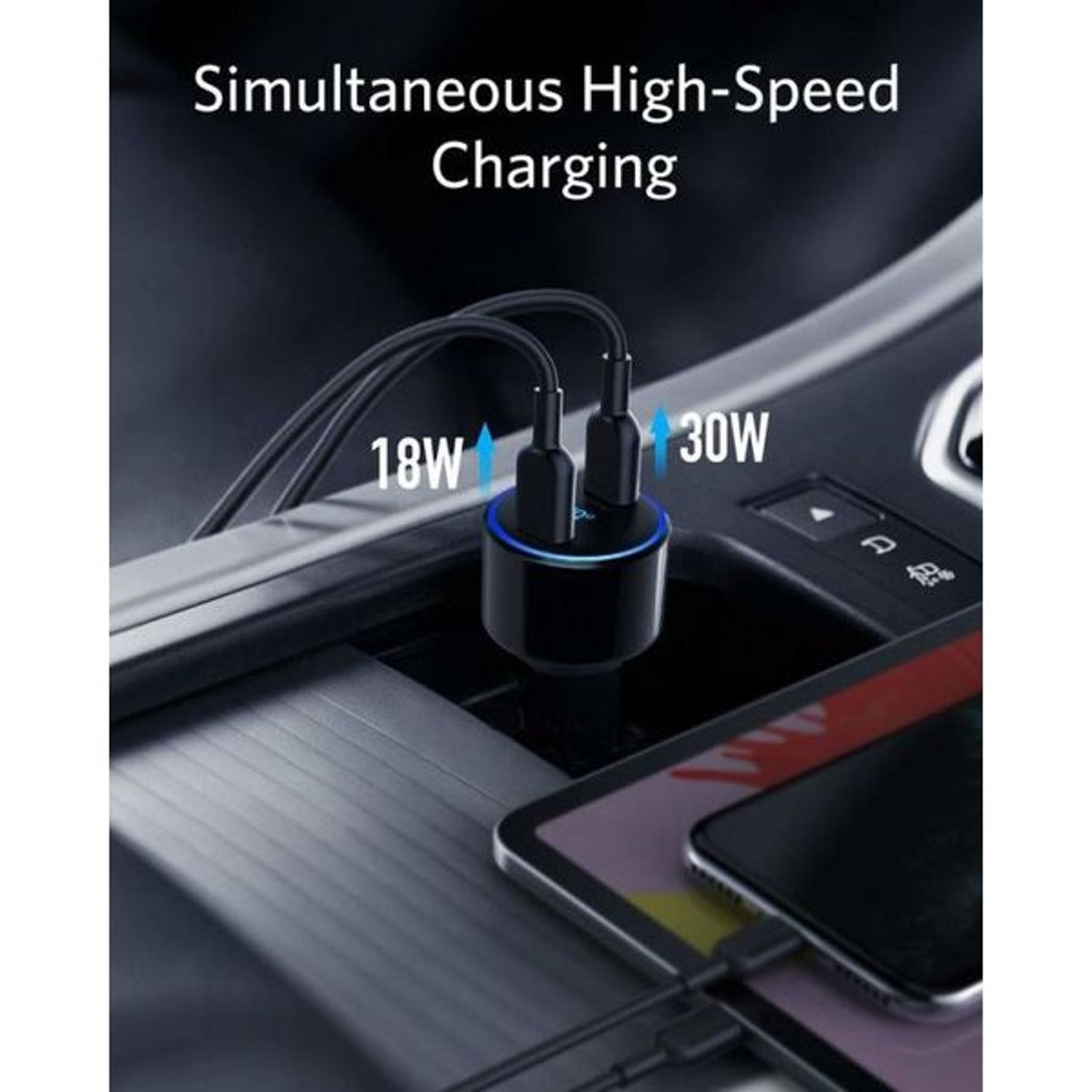 Anker PowerDrive+ III Duo 30W PD + 18W USB-C Fast Car Charger