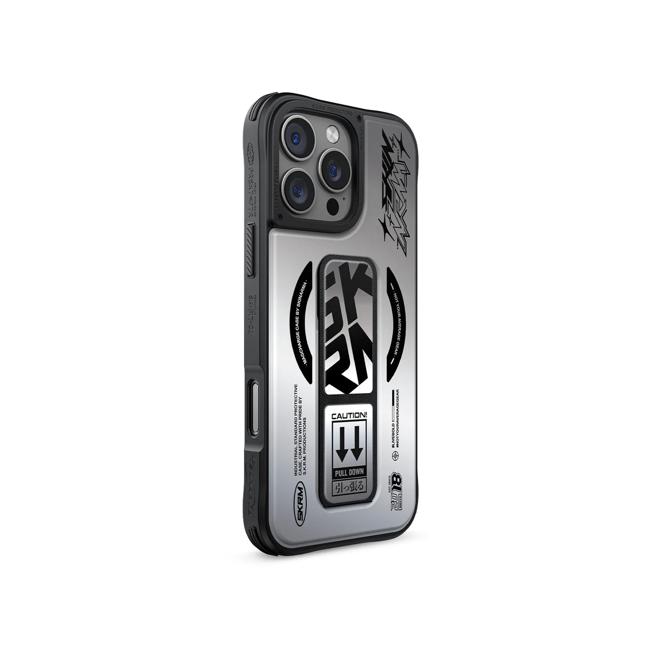 SkinArma iPhone 16 Pro Kira Kobai MagSafe Case With Grip Stand Chrome