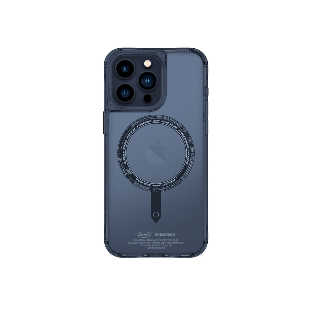 كڤر حماية Saido + Kado من SkinArma حامل بطاقات لهاتف iPhone 15 Pro Max مع مسكة متوافق مع MagSafe | أزرق