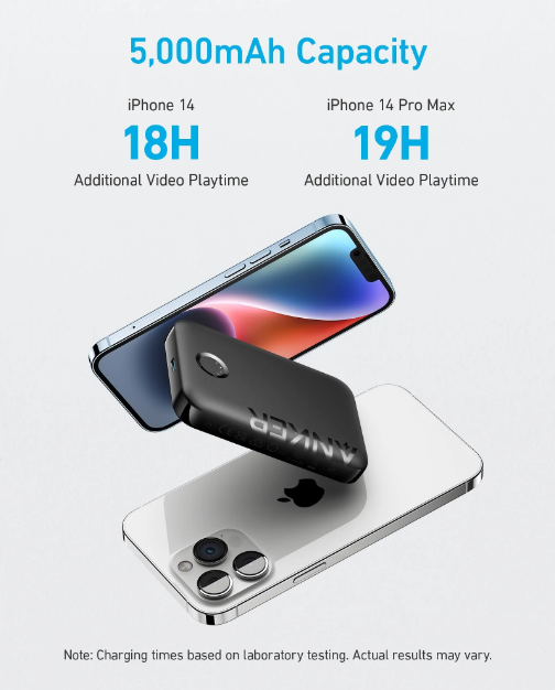 شاحن متنقل 321 مغناطيسي PowerCore MagGo بسعة 5000 مللي أمبير من Anker