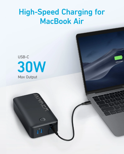 شاحن متنقل 347 Power Core بسعة 40000 مللي أمبير وقوة 30 واط | أسود