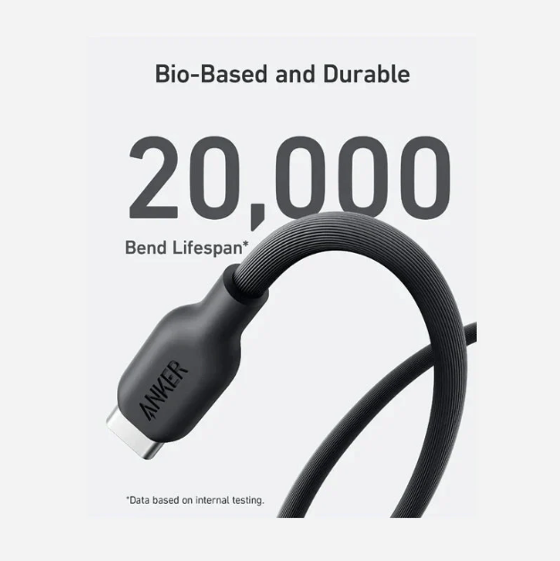 كيبل أنكر 542 من USB-C إلى Lightning مصنوع من نايلون طبيعي 0.9 متر | أسود