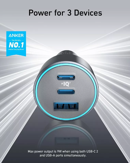 Anker 67W Powerful Triple Port Car Charger