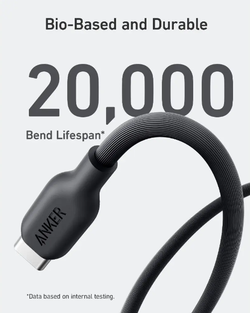كيبل أنكر 542 من نوع USB-C إلى Lightning بطول 6 قدم (Bio Based) |أسود