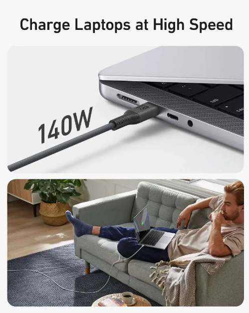 كيبل أنكر 544 من نوع USB-C إلى USB-C (Bio-Based بطول 6 قدم) | أسود