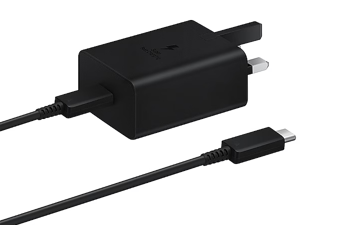 شاحن سامسونج فائق السرعة 45 واط بتقنية PD مع كيبل USB-C| أسود