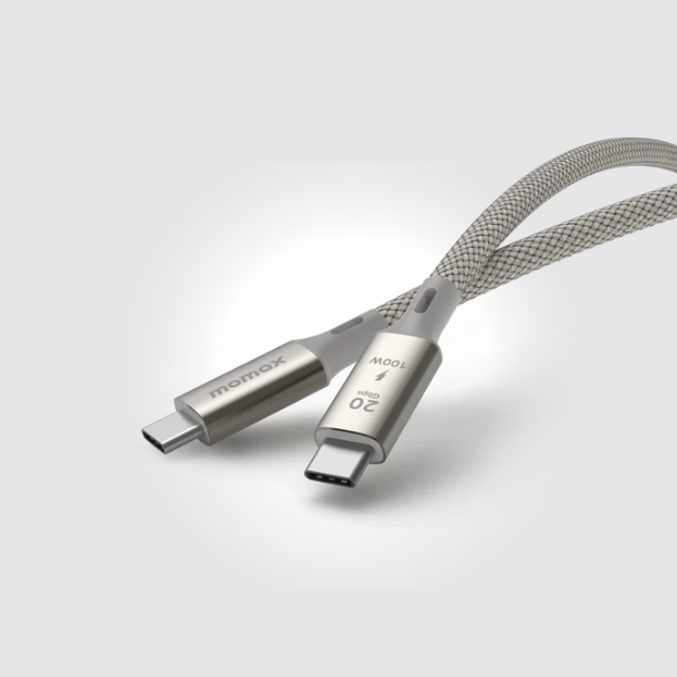 Momax Elite كيبل بقوة 100 واط USB-C USB 3.2 Gen 2x2 بسرعة 20 جيجابت في الثانية، 1 متر | تيتانيوم