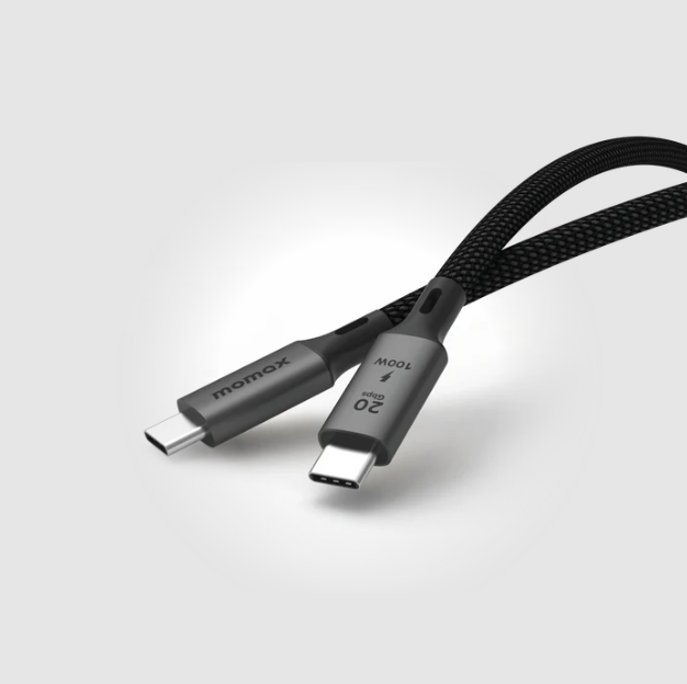 Momax Elite كيبل بقوة 100 واط USB-C USB 3.2 Gen 2x2 بسرعة 20 جيجابت في الثانية، 2 متر | أسود