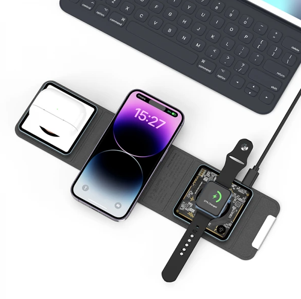 Wiwu Triple Foldable 3in1 Wireless Charger | Black