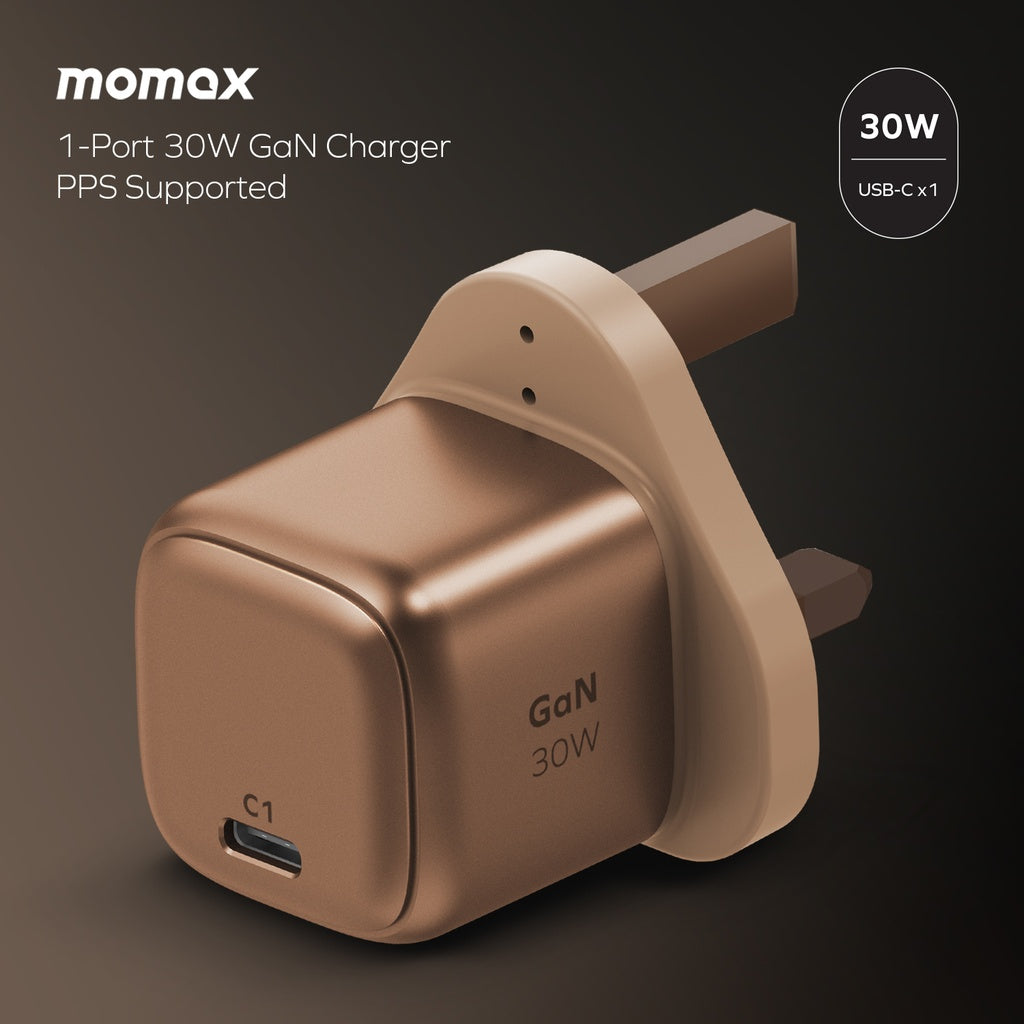 Momax 1-Charger 30W Gan Tech 1-Port Charger Sandstone