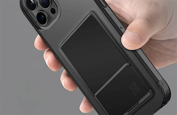 كڤر حمايةAir Fender ID من Uniq لهاتف iPhone 15 Pro Max مع حامل بطاقة | رمادي مائل للشفافية