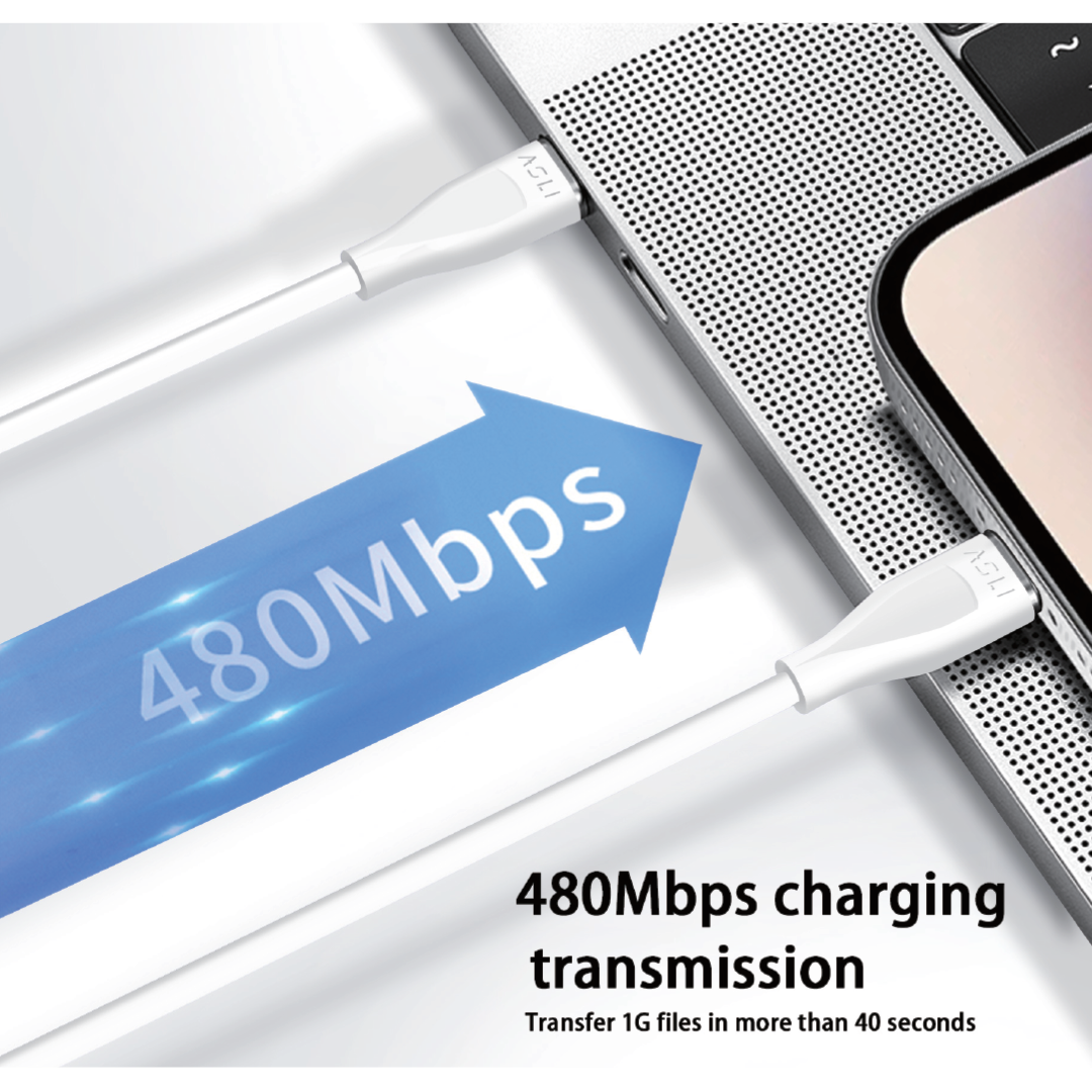 كيبل Power Wire Lux من أسلي جلوبال سيليكون USB-C إلى USB-C أثنين متر | أبيض