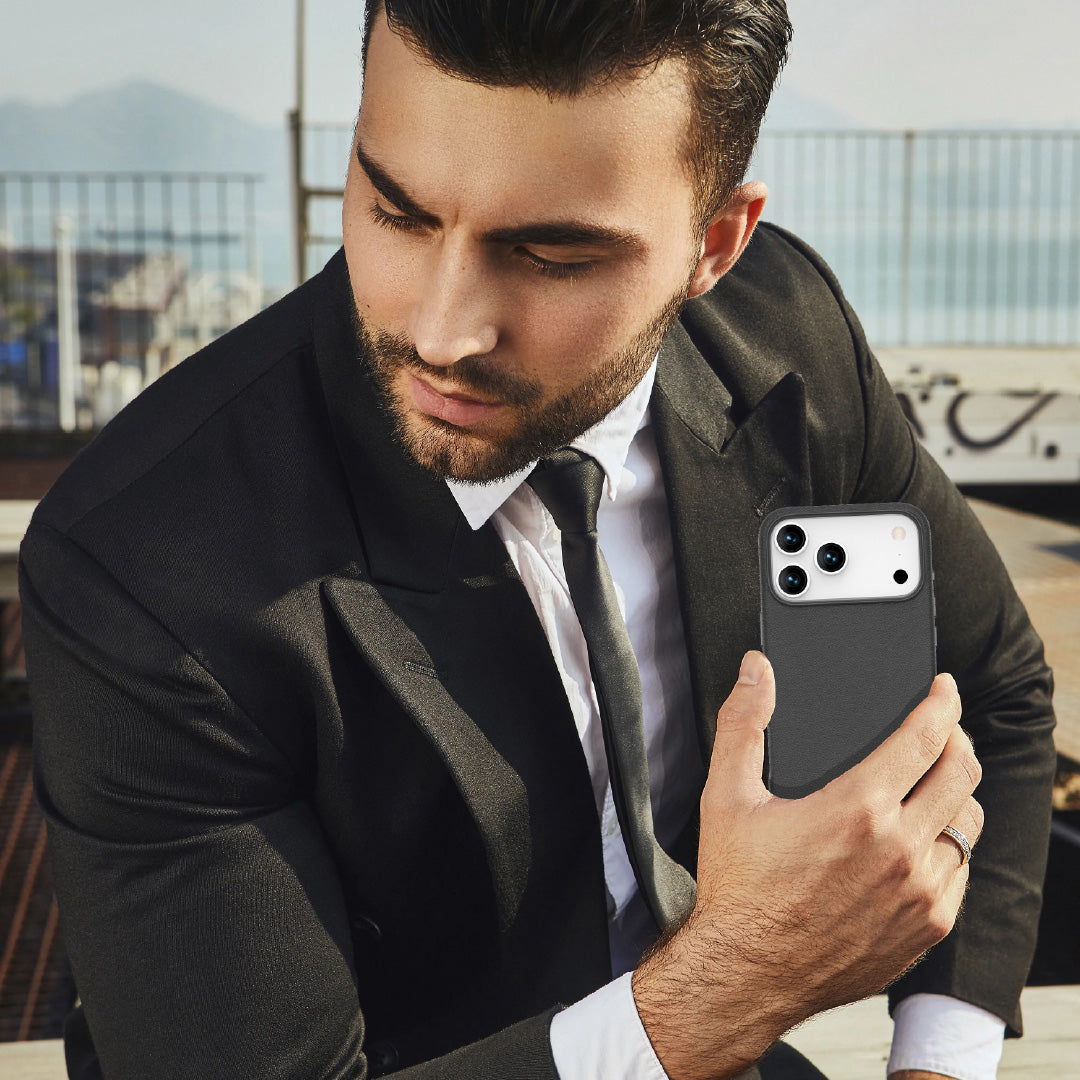 LZEL MagOrbio Leather Case for iPhone 17 Pro Max | Black