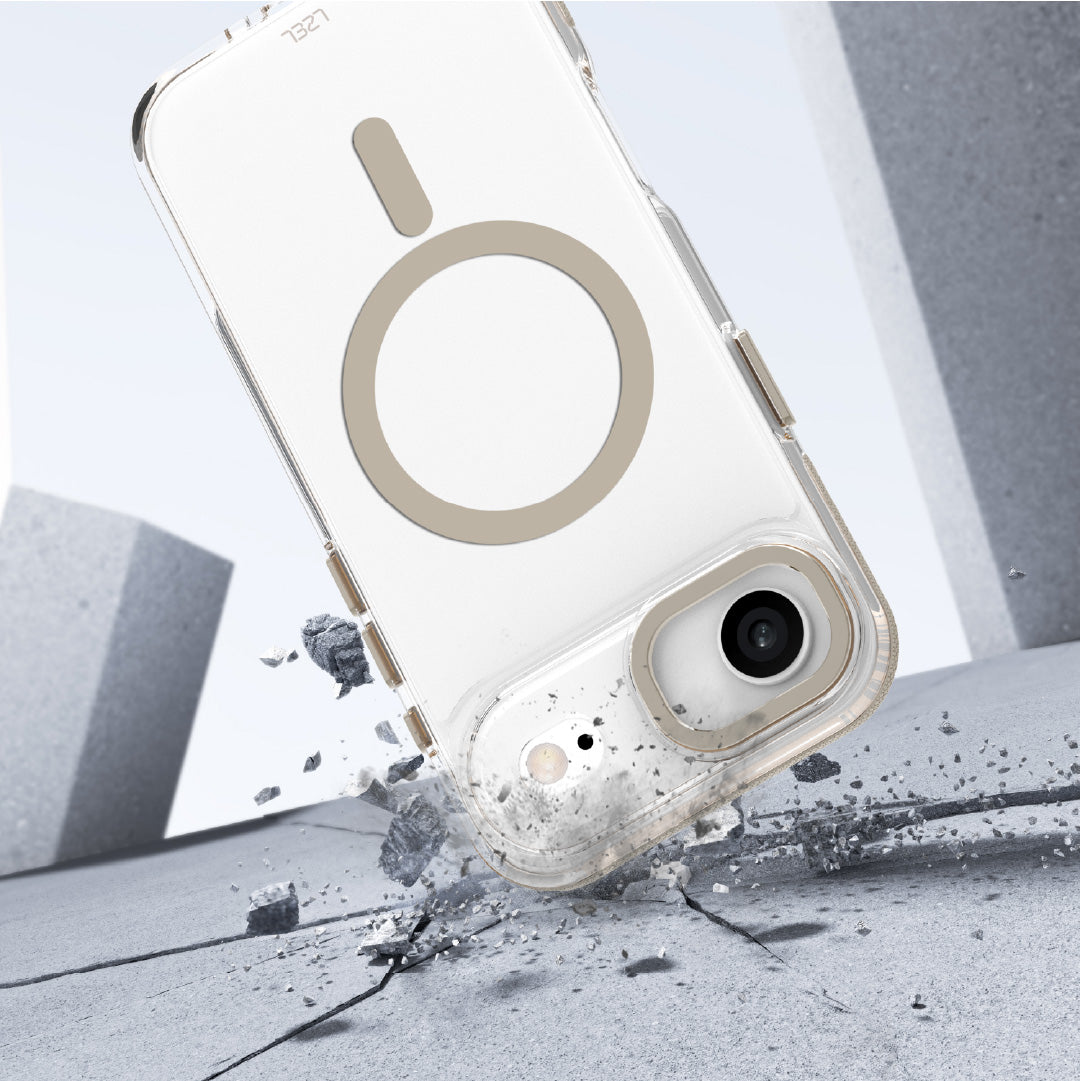 LZEL MagVecto Armor Case for iPhone Air | Clear + Titanium