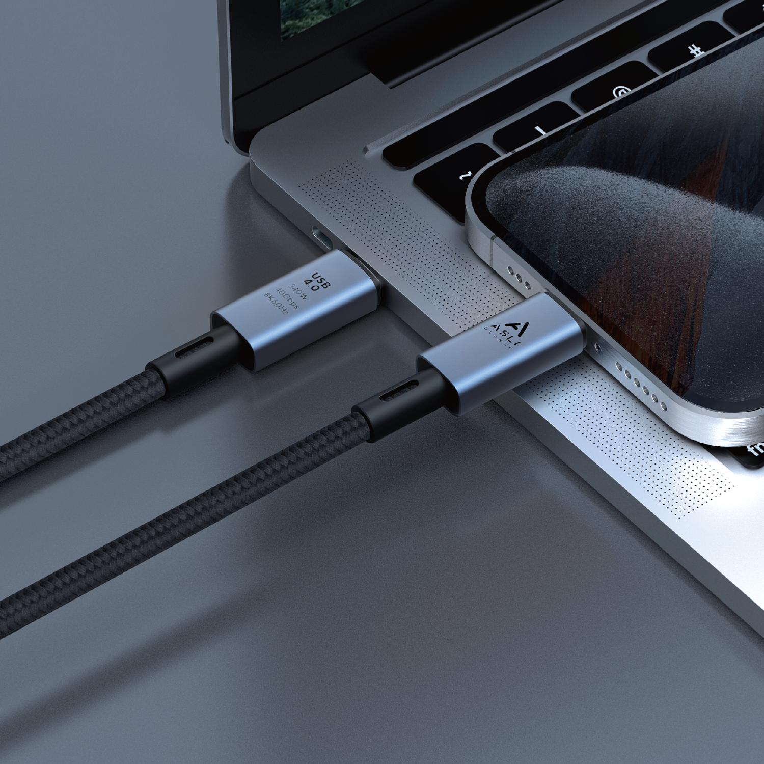 Asli Global Power Wire Ultra Cable 1m USB-C to USB-C 240W 40Gbps 8K60 Hz