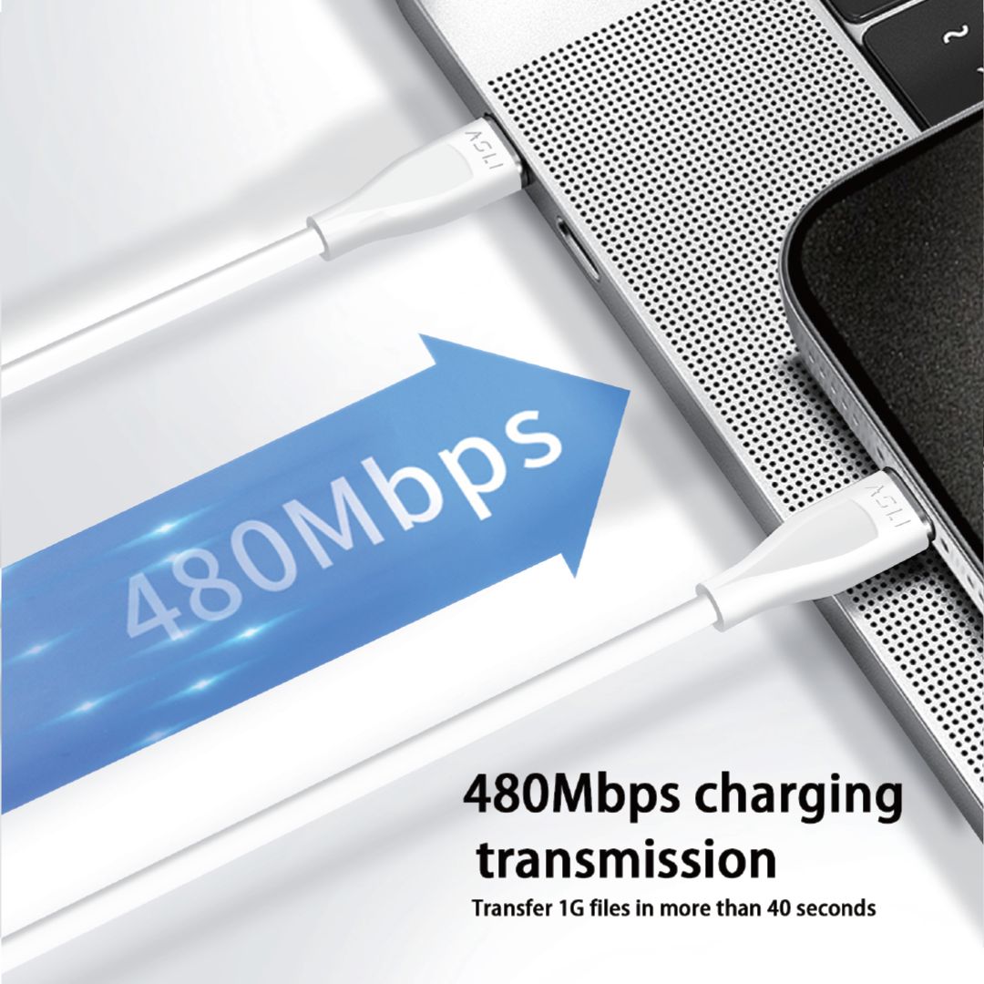 كيبل Power Wire Lux من أسلي جلوبال سيليكون USB-C إلى USB-C واحد متر | أبيض