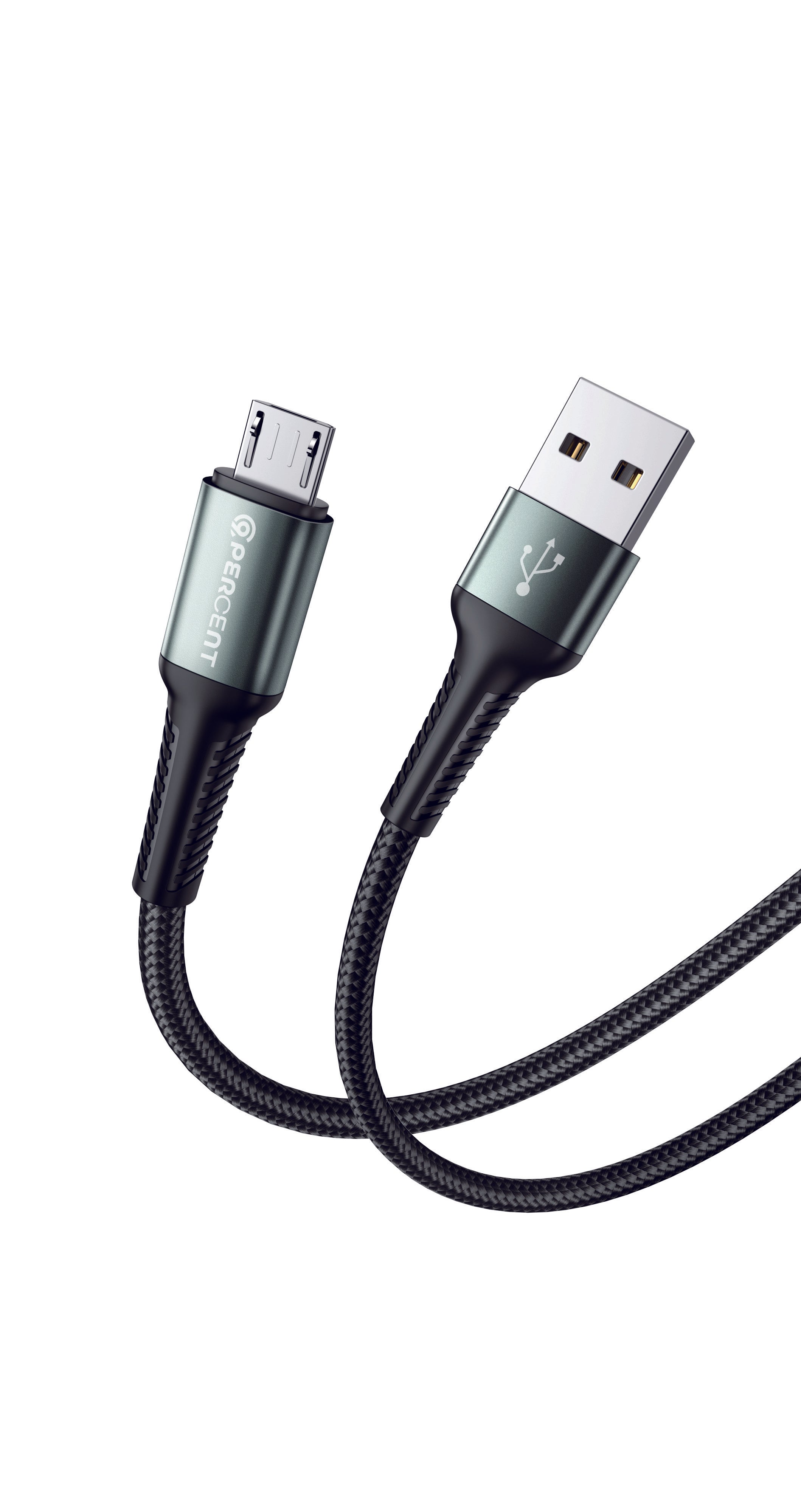 كيبل شحن من USB-A إلى Micro USB من 90 Percent مضفر بالنايلون 1 متر | أسود