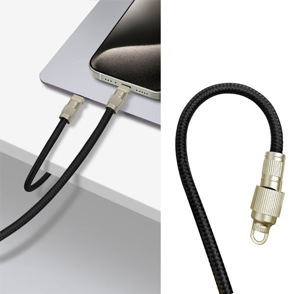 كيبل مضفر من سبائك الزنك من أسلي جلوبال USB-C إلى USB-C بقدرة 65 واط 0.3 متر | أسود