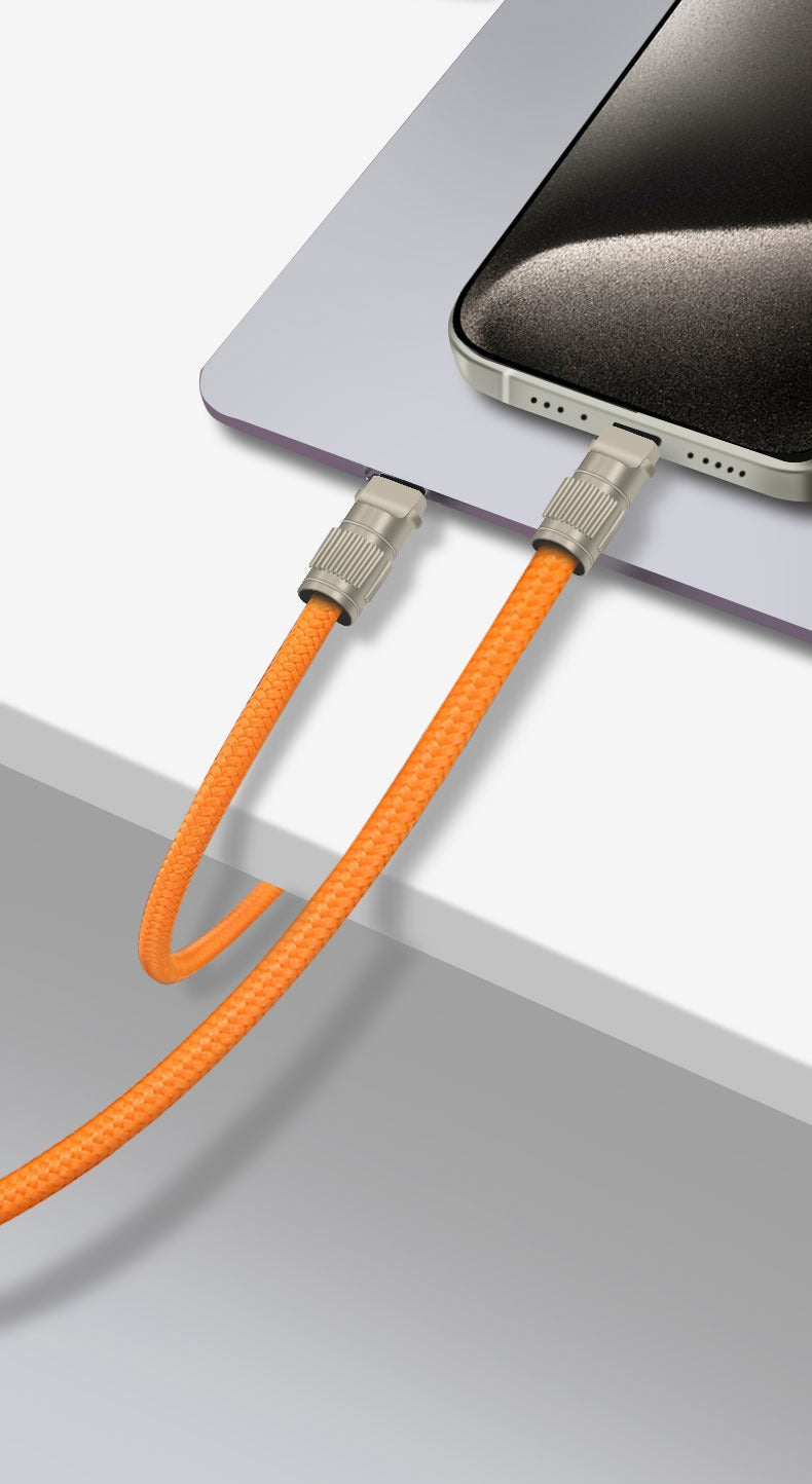 كيبل مضفر من سبائك الزنك من أسلي جلوبال USB-C إلى USB-C بقدرة 65 واط 0.3 متر | برتقالي