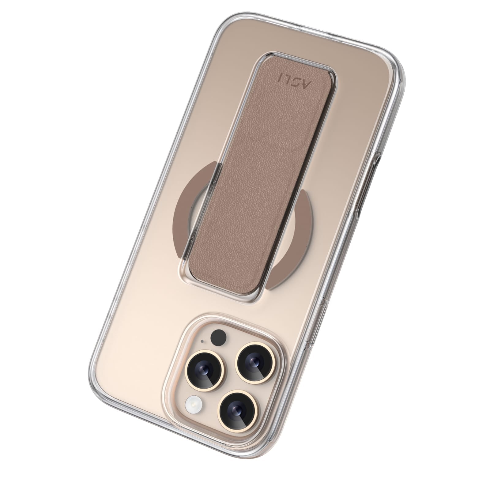 Asli Global iPhone 16 Pro Max Leather Grip Case Clear | Brown