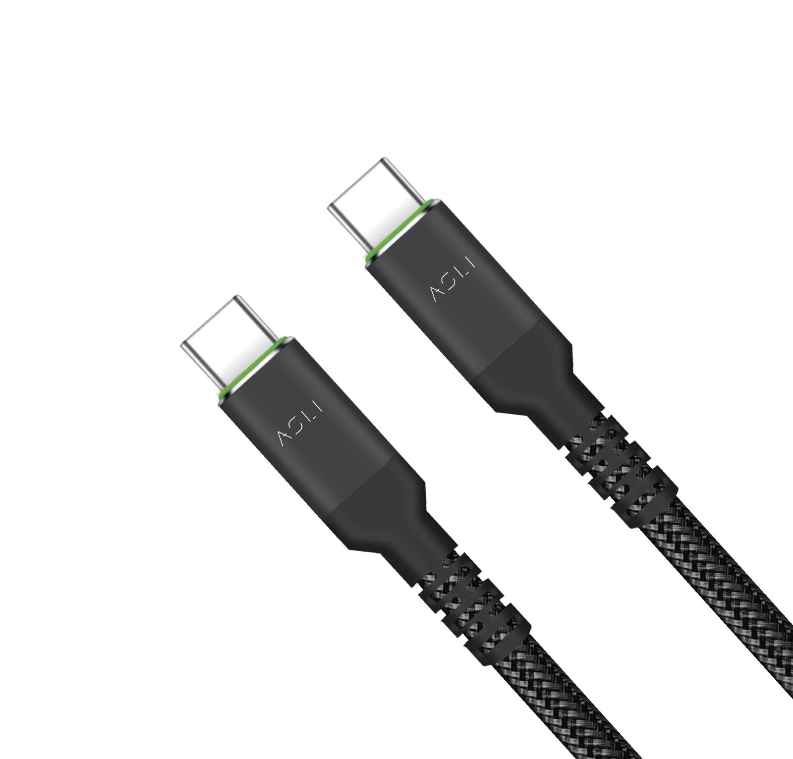 كيبل Power Wire Prime من أسلي جلوبال USB-C إلى USB-C مضفر من النايلون بطول مترين | رمادي معدني