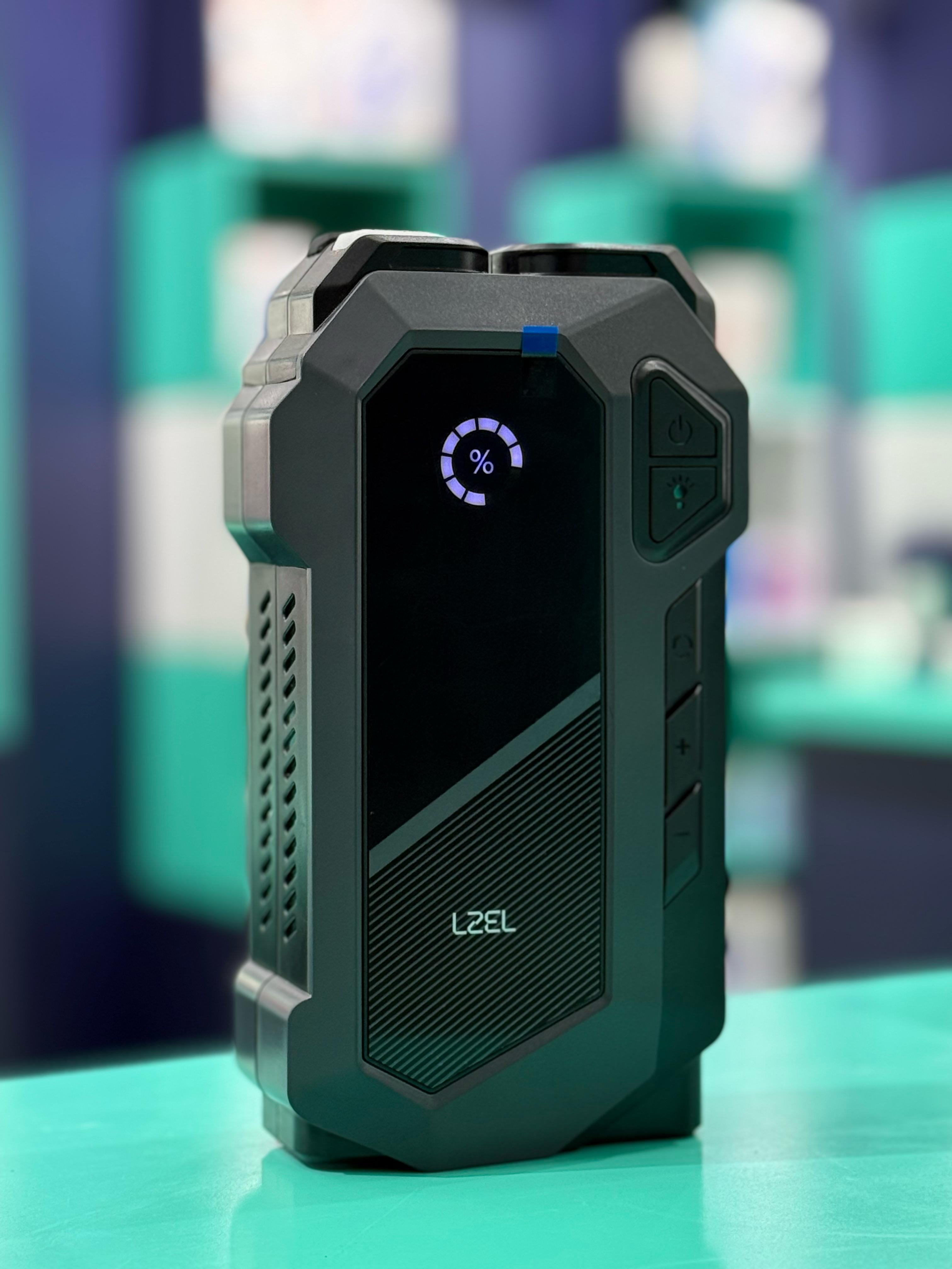 LZEL EnergizeIgnite X - 12,000mAh Car Jump Starter with LED Flashlight & Air Compressor |Gray/Black