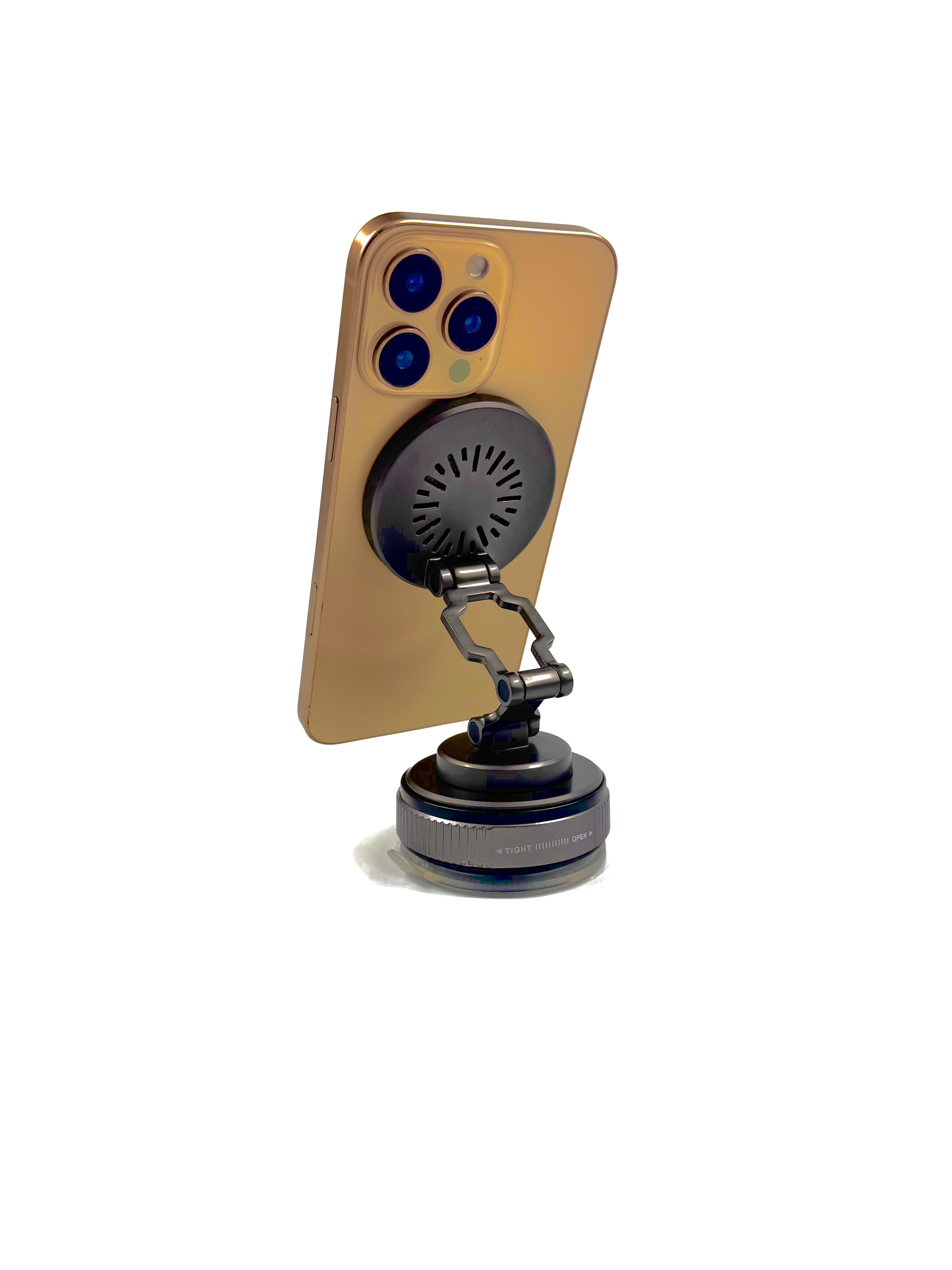 LZEL Mag Vortex Axis Vacuum Suction Phone Holder with Wireless Charging | Black
