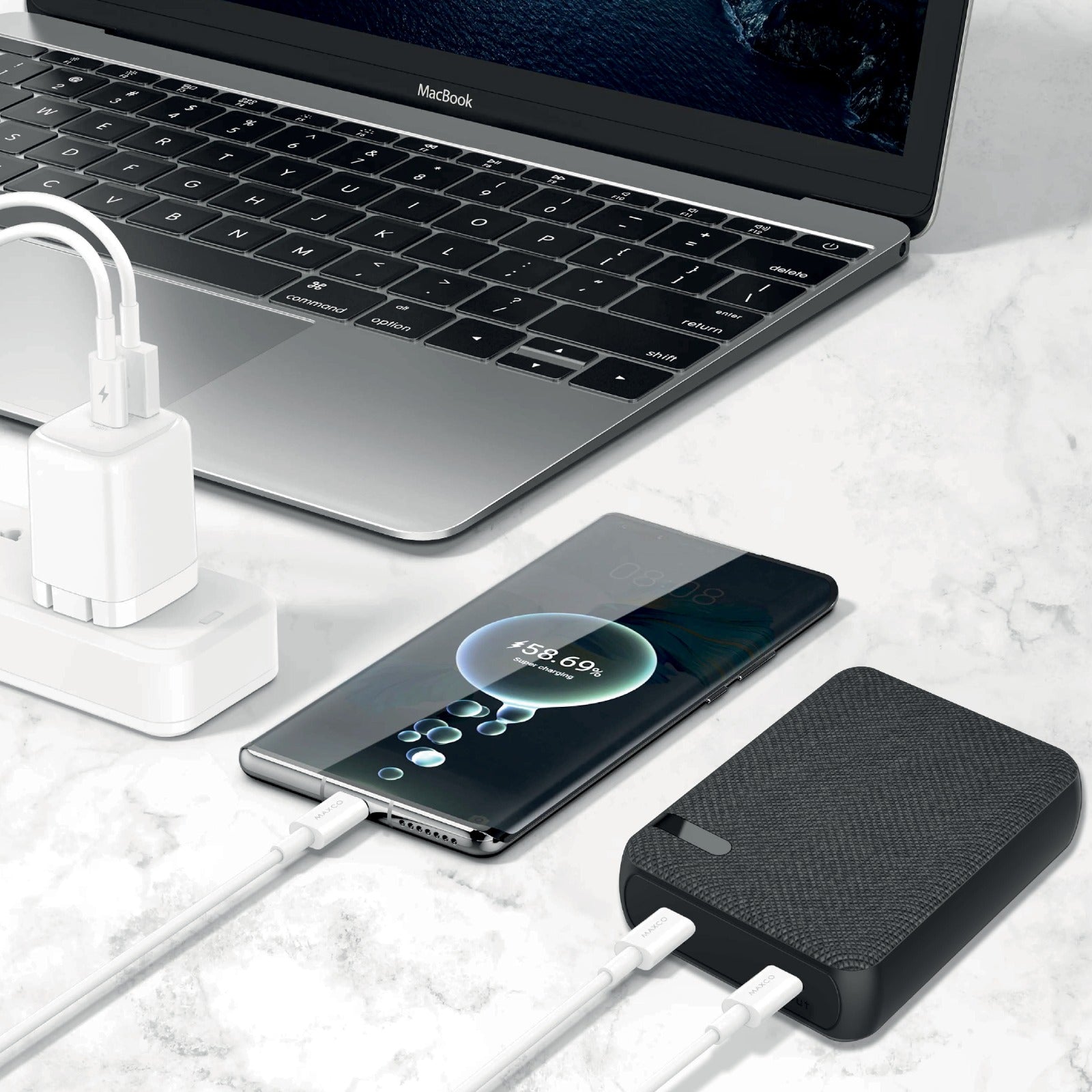 بطارية شحن متنقلة Charge Prime Luxe من أسلي جلوبال Type-C بسعة 10000 مللي أمبير PD| أسود