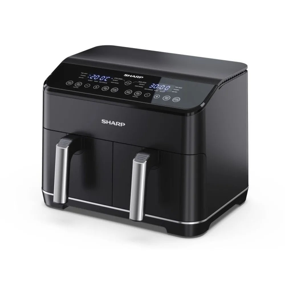 Sharp Double Basket Air Fryer, 8 L, Black, KF-DF80RT-K3