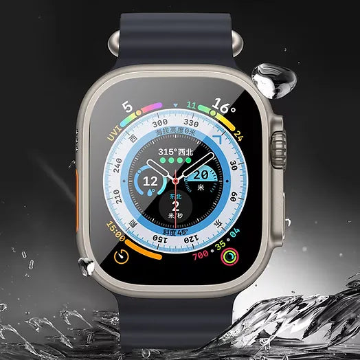 حماية شاشة لساعة Apple Watch Ultra / Ultra 2 من ليزل بحواف تيتانيوم مقاس 49 مم|أسود