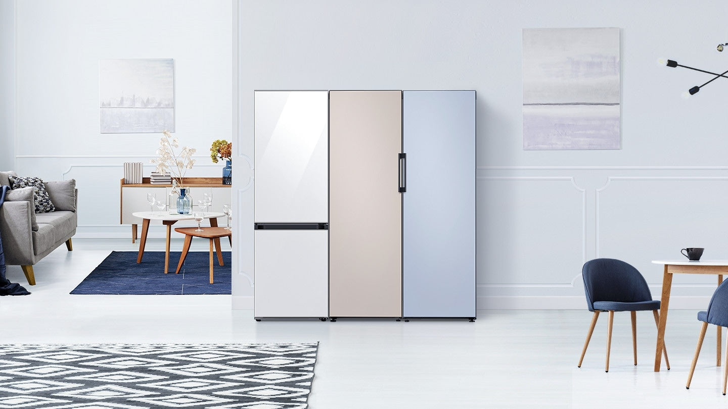 Samsung Bottom Door Panel for BESPOKE Fridge Freezer with Customizable Module and Design | Glam White