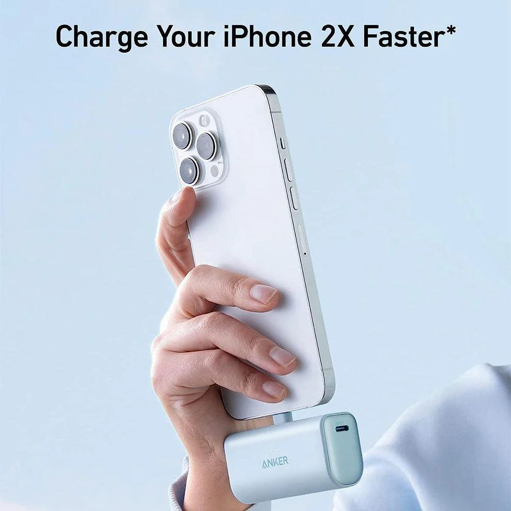 بطارية متنقلة Anker بسعة 5000mAh مع موصل Lightning معتمد MFI وقابل للطي | أبيض