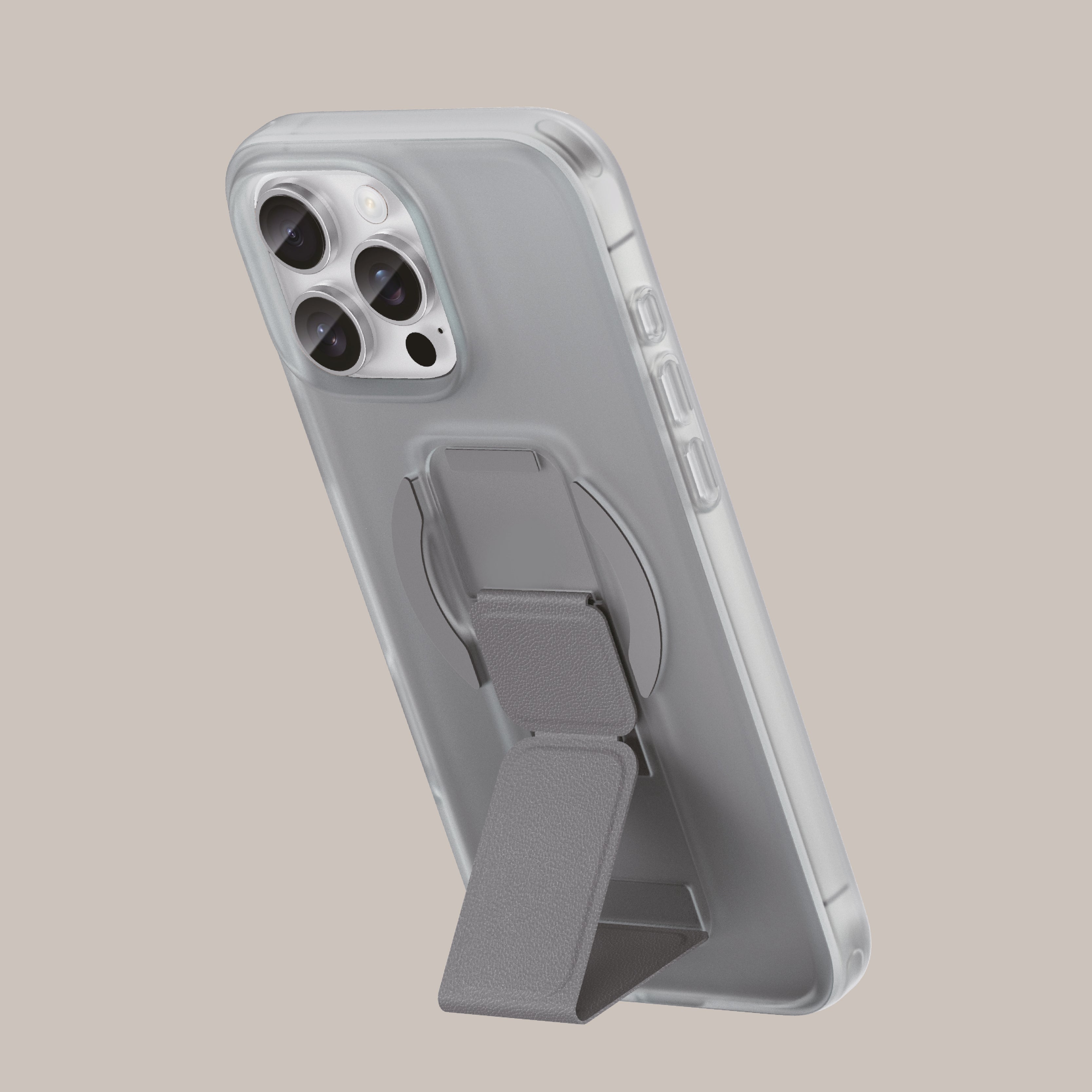 Asli Global Gravitas iPhone 16 Pro Max MagLeather MagSafe With Grip & Stand Case|Gray