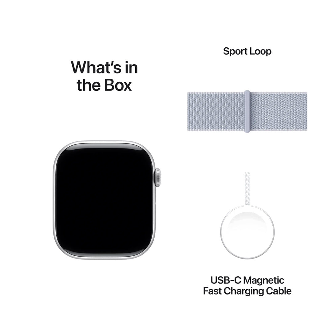 Apple Watch Series 10 - 46mm - GPS - Silver Aluminium Case - Sport Loop | Blue Cloud