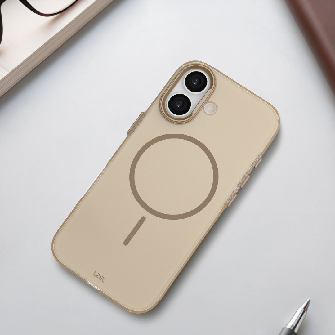 LZEL Magkryden Slim Case for iPhone 17 | Crystal Clear + Titanium Copper