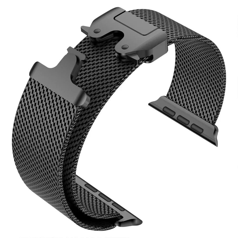 LZEL Avalonflex Titanium Milanese Loop Watch Band For 42/44/45/46/49mm (S10) Black