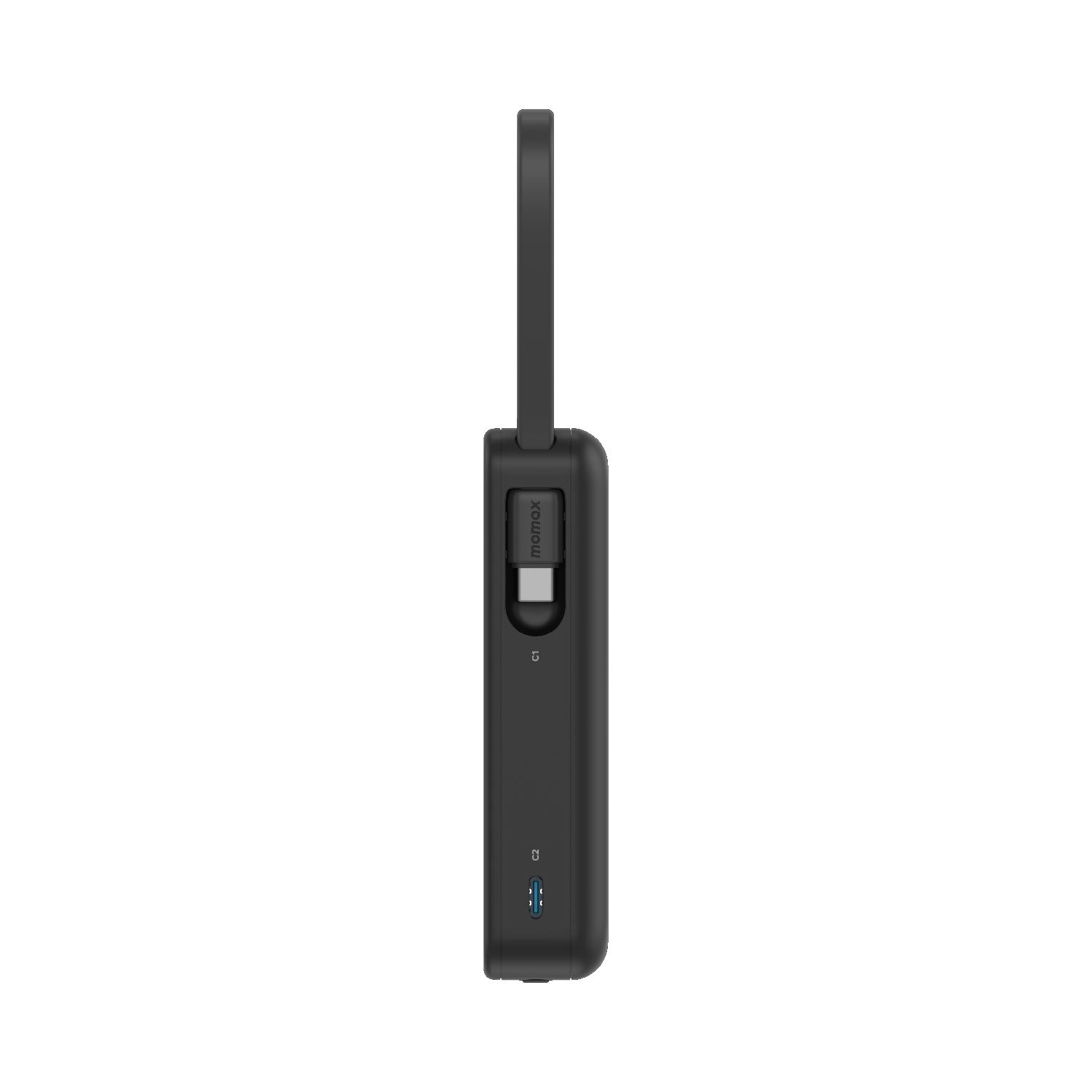 بطارية متنقلة Momax 1-Power Vital بسعة 10000 مللي أمبير مع كابلين مدمجين USB-C و Lightning | أسود