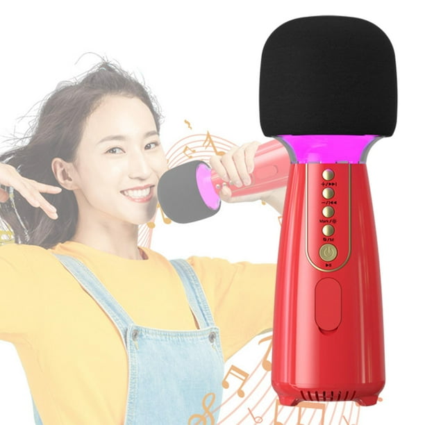 Wireless Bluetooth-compatible Microphone Karaoke Machine Professional Handheld Mic Speaker | Red