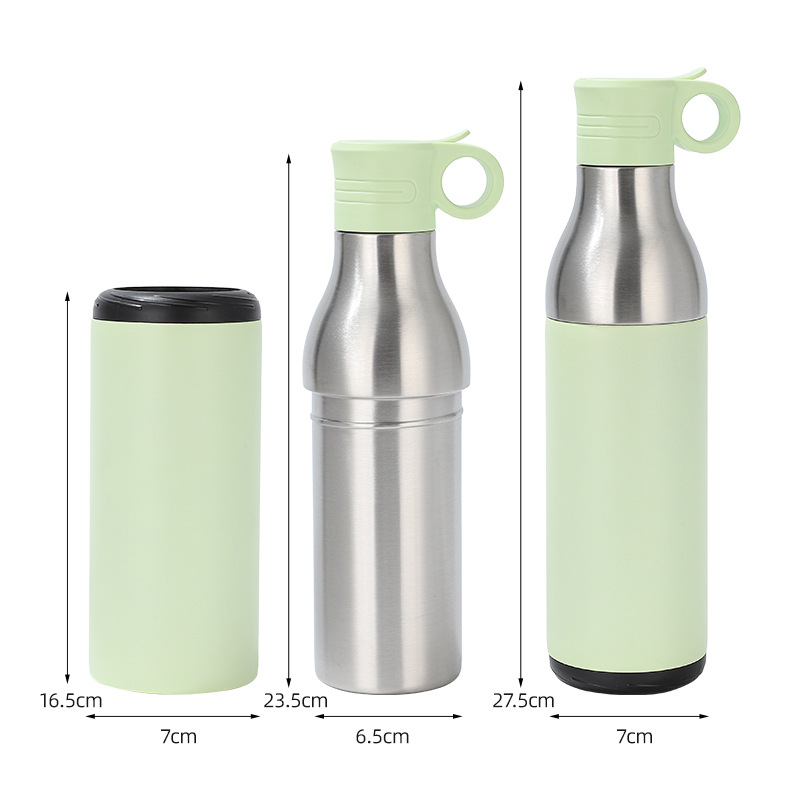 LZEL Natura Elva Vacuum Bottle Dual 400 mL + 400 mL | Green Aluminum