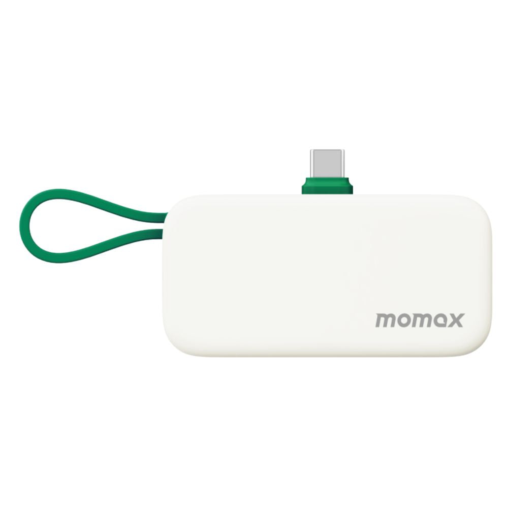 بطارية شحن متنقلة 1-Power Mini بسعة 5000 مللي أمبير مع كيبل USB-C قابل للطي مدمج من Momax | أخضر